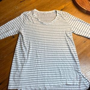 Eileen Fisher linen tunic white with black stripes